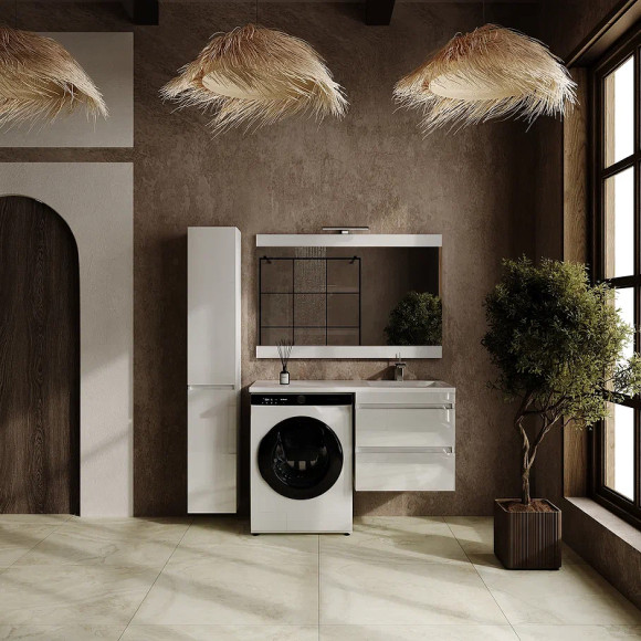 Тумба под раковину Style Line Даллас Леон 120 Люкс Plus СС-00002440 подвесная Белая Тумба под раковину Style Line Даллас Леон 120 Люкс Plus СС-00002440 подвесная Белая