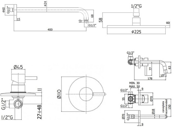 Комплект смесителей Paffoni Light KITLIG011BO006 Белый матовый