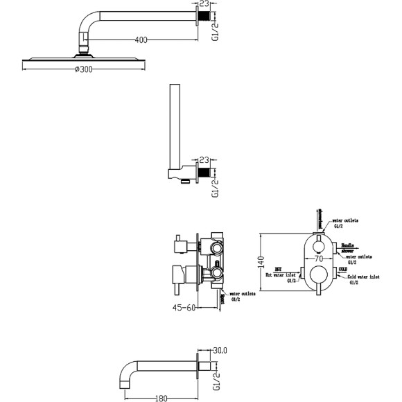 Душевая система Boheme Uno 464-2-CR Хром