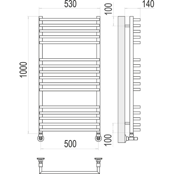 Водяной полотенцесушитель Terminus Берн П16 500х1000 4670078513410 Хром, нижнее подключение, G 1/2" ВР, с комплектом вентилей Водяной полотенцесушитель Terminus Берн П16 500х1000 4670078513410 Хром, нижнее подключение, G 1/2" ВР, с комплектом вентилей