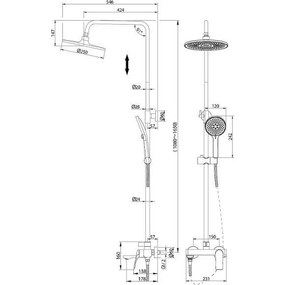 Душевая система Grossman Galaxy 500.K35.01.100 Хром Душевая система Grossman Galaxy 500.K35.01.100 Хром