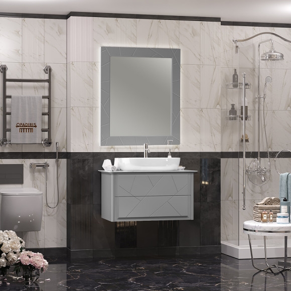 Тумба под раковину Opadiris Луиджи 90 00-00005940 подвесная Серая матовая