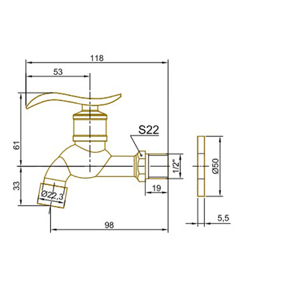 Кран для одного типа воды Bronze de Luxe 21599/1 Бронза Кран для одного типа воды Bronze de Luxe 21599/1 Бронза