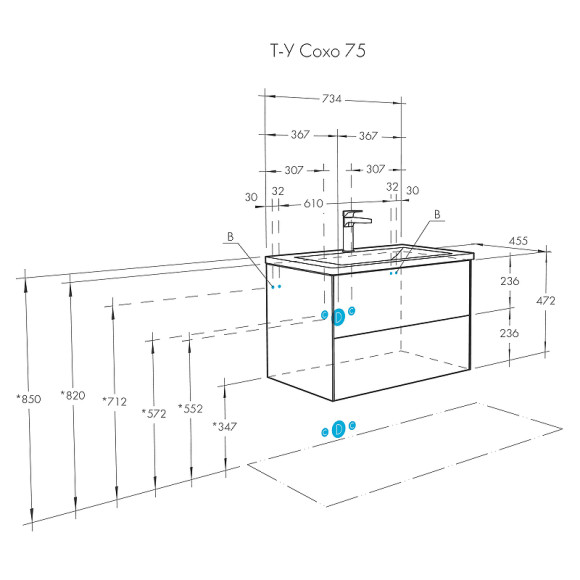 Тумба под раковину Aquaton Сохо 75 1A258101AJ010 подвесная Белая глянцевая