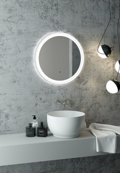 Зеркало Art&Max Napoli AM-Nap-800-DS-F-White с подсветкой с бесконтактным выключателем Белое матовое Зеркало Art&Max Napoli AM-Nap-800-DS-F-White с подсветкой с бесконтактным выключателем Белое матовое