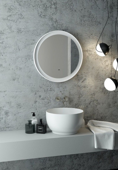 Зеркало Art&Max Napoli AM-Nap-800-DS-F-White с подсветкой с бесконтактным выключателем Белое матовое Зеркало Art&Max Napoli AM-Nap-800-DS-F-White с подсветкой с бесконтактным выключателем Белое матовое