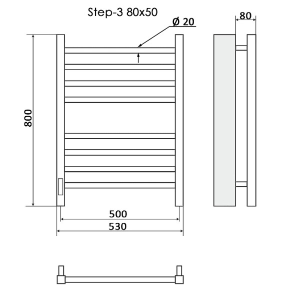 Электрический полотенцесушитель Ника Step-3 80/50 Хром Электрический полотенцесушитель Ника Step-3 80/50 Хром