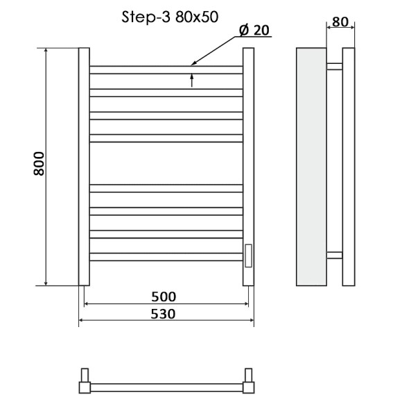 Электрический полотенцесушитель Ника Step-3 80/50 Хром Электрический полотенцесушитель Ника Step-3 80/50 Хром