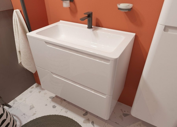 Тумба с раковиной Эстет Kare Luxe 80 ФР-00005715 подвесная Белая