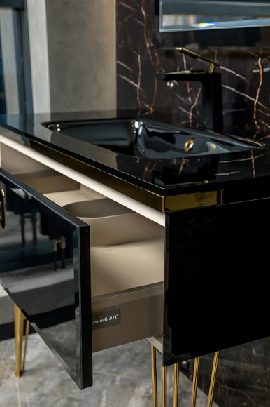 Тумба под раковину Boheme Armadi Art Lucido 100 770-100-B подвесная Черный глянец