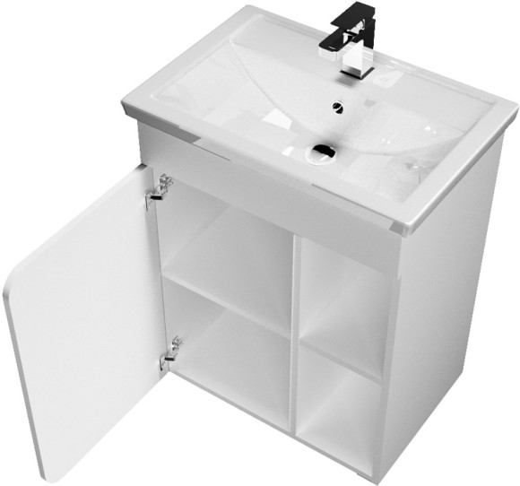 Тумба под раковину 1MarKa Nuvo 60П Белая глянцевая