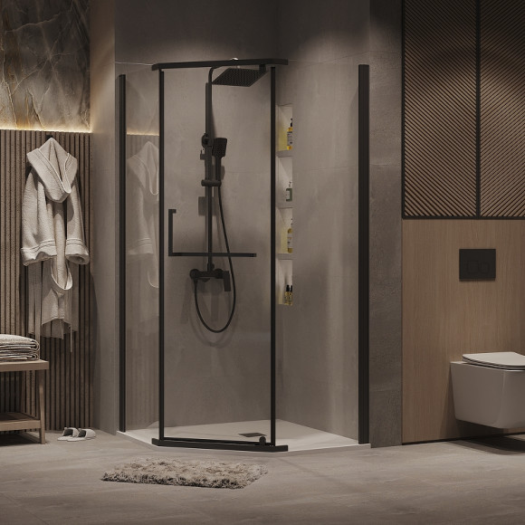Душевой уголок Grossman Pragma 100х100 302.K33.03.1010.21.00 профиль Черный матовый стекло прозрачное Душевой уголок Grossman Pragma 100х100 302.K33.03.1010.21.00 профиль Черный матовый стекло прозрачное