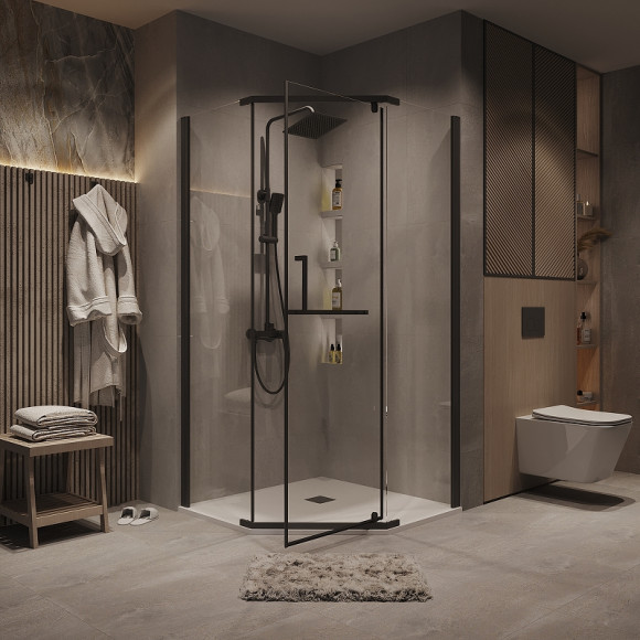 Душевой уголок Grossman Pragma 100х100 302.K33.03.1010.21.00 профиль Черный матовый стекло прозрачное Душевой уголок Grossman Pragma 100х100 302.K33.03.1010.21.00 профиль Черный матовый стекло прозрачное