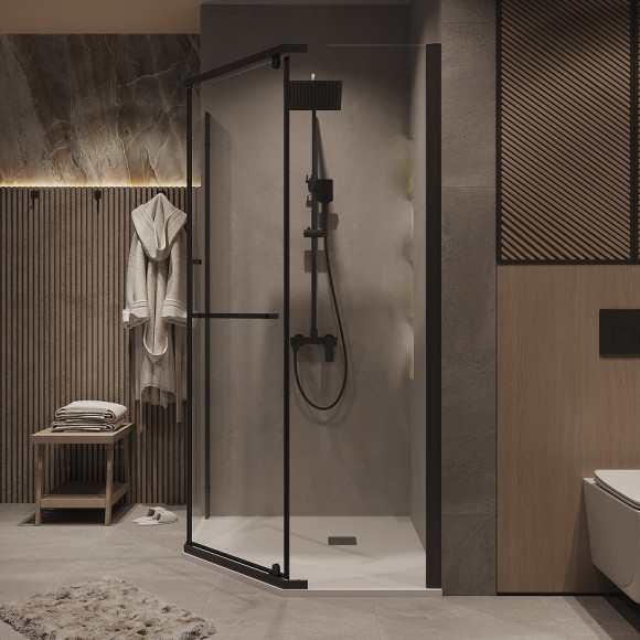 Душевой уголок Grossman Pragma 100х100 302.K33.03.1010.21.00 профиль Черный матовый стекло прозрачное Душевой уголок Grossman Pragma 100х100 302.K33.03.1010.21.00 профиль Черный матовый стекло прозрачное