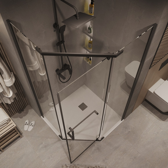 Душевой уголок Grossman Pragma 100х100 302.K33.03.1010.21.00 профиль Черный матовый стекло прозрачное Душевой уголок Grossman Pragma 100х100 302.K33.03.1010.21.00 профиль Черный матовый стекло прозрачное