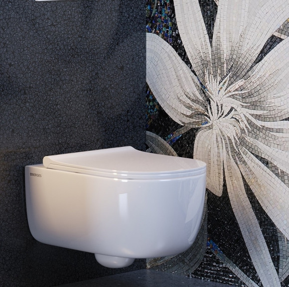 Унитаз Berges Ego XL 082138 подвесной с сиденьем Микролифт Унитаз Berges Ego XL 082138 подвесной с сиденьем Микролифт