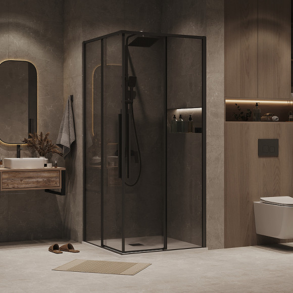 Душевой уголок Grossman Galaxy 80х80 300.K33.01.8080.21.10 профиль Черный матовый стекло тонированное Душевой уголок Grossman Galaxy 80х80 300.K33.01.8080.21.10 профиль Черный матовый стекло тонированное