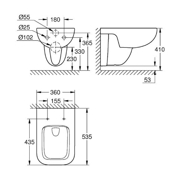 Унитаз Grohe BauEdge 39809000 подвесной без сиденья Унитаз Grohe BauEdge 39809000 подвесной без сиденья