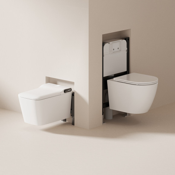 Унитаз биде Abber Rechteck AC1215S подвесной с сиденьем Микролифт Унитаз биде Abber Rechteck AC1215S подвесной с сиденьем Микролифт