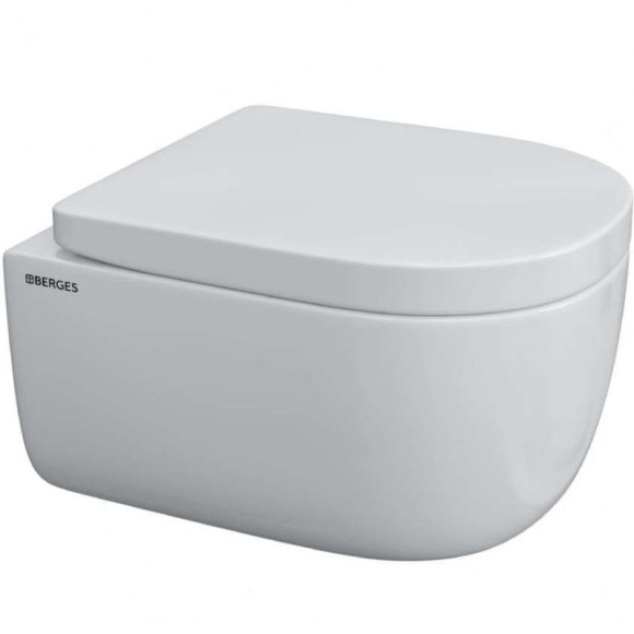 Комплект унитаза с инсталляцией Berges Ego Rimless 043232 с сиденьем Микролифт и Черной клавишей смыва