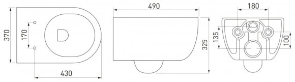 Комплект унитаза с инсталляцией Berges Ego Rimless 043232 с сиденьем Микролифт и Черной клавишей смыва