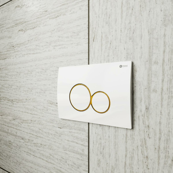 Комплект унитаза с инсталляцией Point Афина PN48052WG с сиденьем Микролифт и Белой Золото клавишей смыва