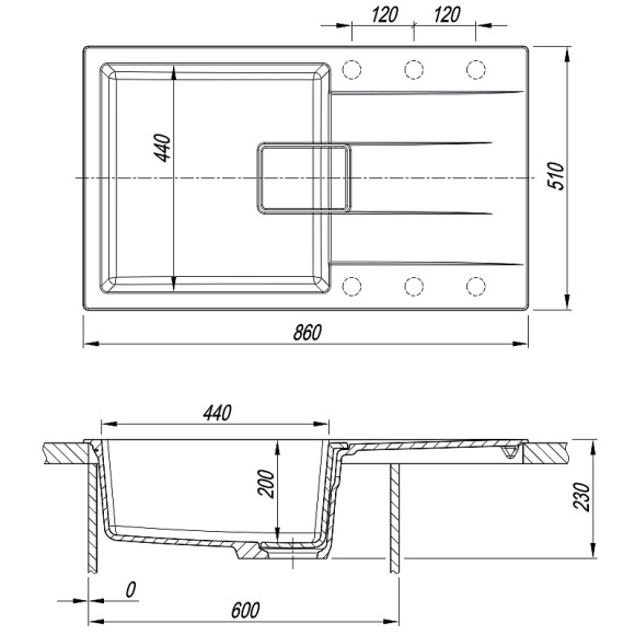 Кухонная мойка Florentina Ривьера-860 20.485.D0860.202 Шампань Кухонная мойка Florentina Ривьера-860 20.485.D0860.202 Шампань