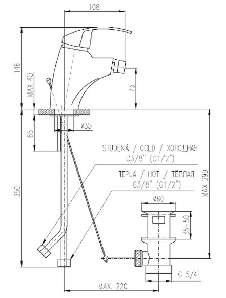 Смеситель для биде Rav Slezak Mississippi MS045.5K Хром Смеситель для биде Rav Slezak Mississippi MS045.5K Хром
