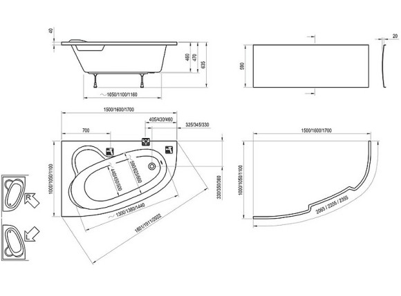 Акриловая ванна Ravak Asymmetric 160x105 R C471000000 без гидромассажа