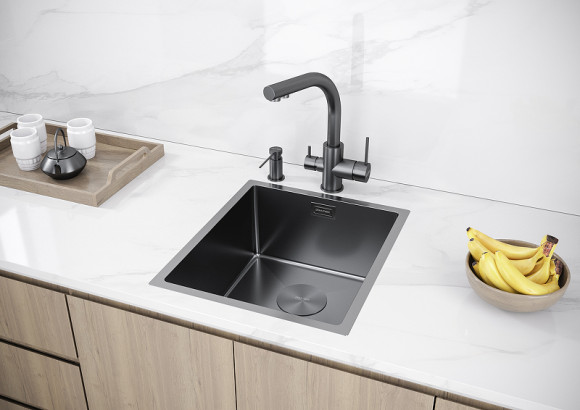 Кухонная мойка Paulmark Next 38 Uni PM213844-GM Вороненая сталь Кухонная мойка Paulmark Next 38 Uni PM213844-GM Вороненая сталь