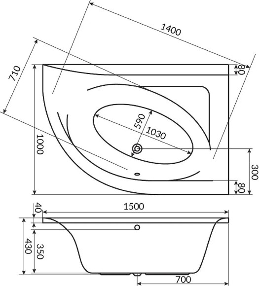 Акриловая ванна Excellent Aquarella 150x100 R WAEX.ARP15WH без гидромассажа