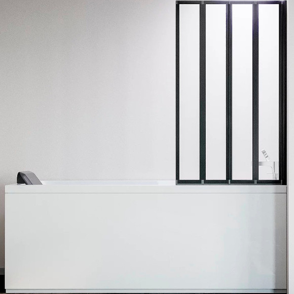 Шторка на ванну Veconi Palau PL-74BR 90 R PL74BR-90-01-19C4 профиль Черный матовый стекло прозрачное