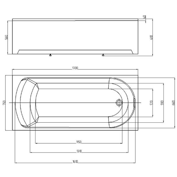 Акриловая ванна Aquatek Eco-friendly Ника 170x75 NIK170-0000001 без панелей, каркаса и слив-перелива