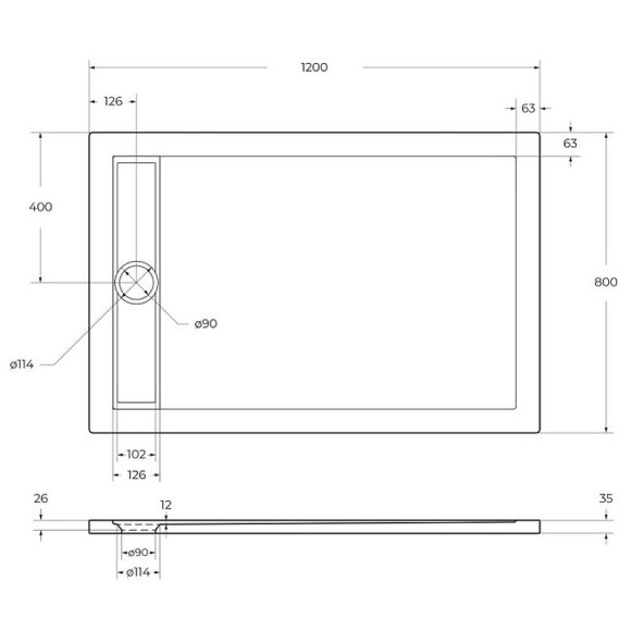 Акриловый поддон для душа BelBagno Due 120x80 TRAY-BB-DUE-AH-120/80-4-W0 Белый