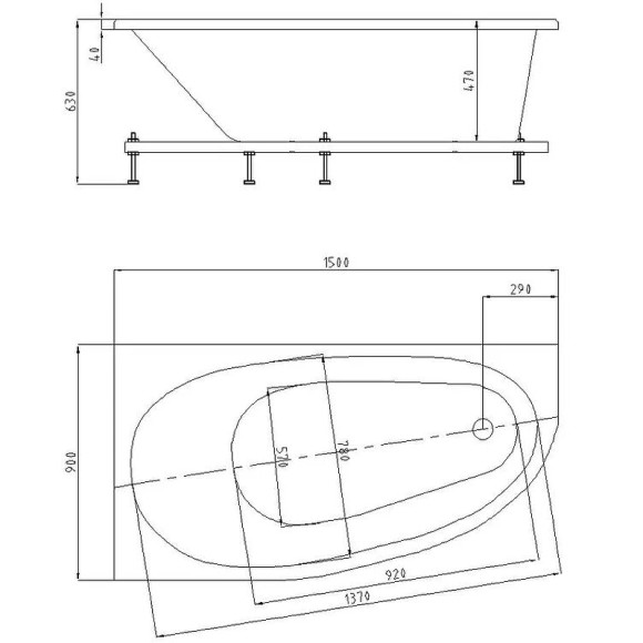 Акриловая ванна Aquatek Eco-friendly Дива 150х90 R DIV150-0000002 без панелей, каркаса и слив-перелива Акриловая ванна Aquatek Eco-friendly Дива 150х90 R DIV150-0000002 без панелей, каркаса и слив-перелива