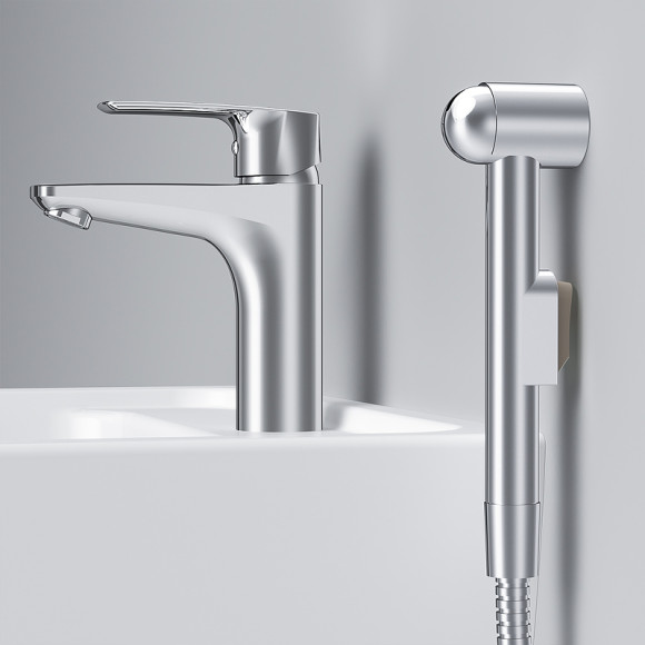 Смеситель для раковины AM.PM Gem F90A03000 с гигиеническим душем Хром Смеситель для раковины AM.PM Gem F90A03000 с гигиеническим душем Хром
