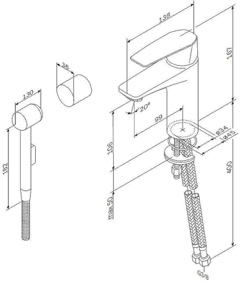 Смеситель для раковины AM.PM Gem F90A03000 с гигиеническим душем Хром Смеситель для раковины AM.PM Gem F90A03000 с гигиеническим душем Хром