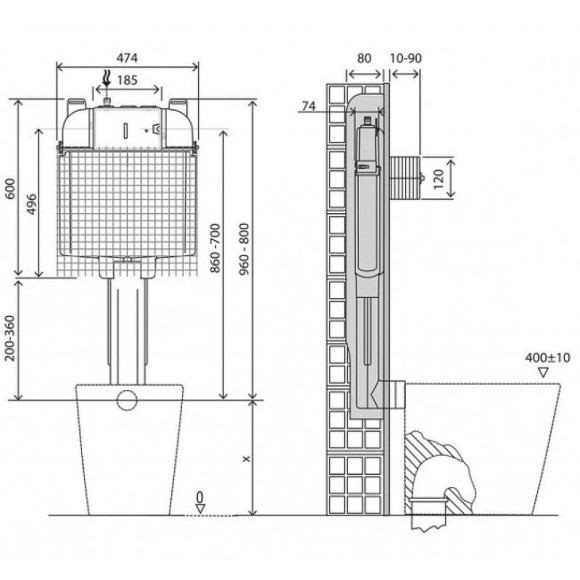 Смывной бачок BelBagno CS BB025-CS для унитаза без клавиши смыва Смывной бачок BelBagno CS BB025-CS для унитаза без клавиши смыва