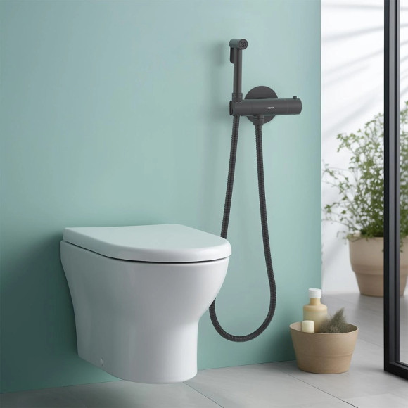 Гигиенический душ со смесителем Aquatek Оберон AQ1027MB с термостатом Черный матовый