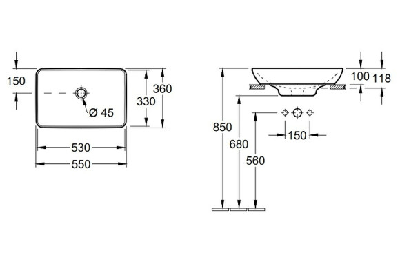 Раковина-чаша Villeroy&Boch Venticello 55 41135501 Альпийский белый