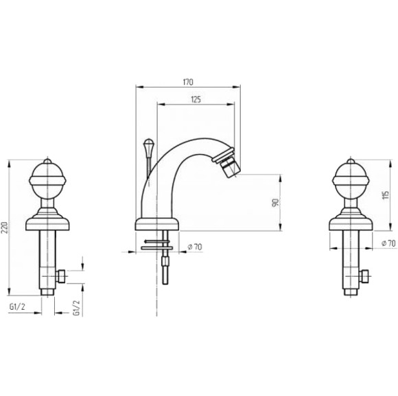 Смеситель для биде Migliore Cristalia 18579 Бронза Смеситель для биде Migliore Cristalia 18579 Бронза