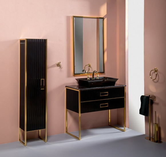 Тумба под раковину Boheme Armadi Art Monaco 100 867-100-BG Черный глянец Золото