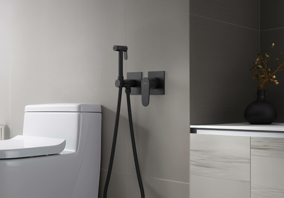 Гигиенический душ со смесителем Aquatek Оберон AQ1220MB Черный матовый