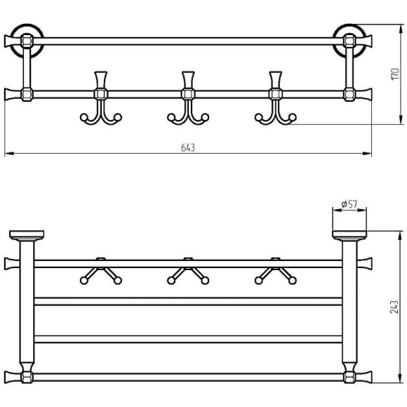Полка для полотенец Migliore Fortuna 27714 Золото