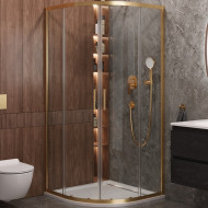 Душевой уголок Cezares Molveno 90x90 MOLVENO-R-2-90-C-BORO-IV профиль Брашированное золото стекло прозрачное