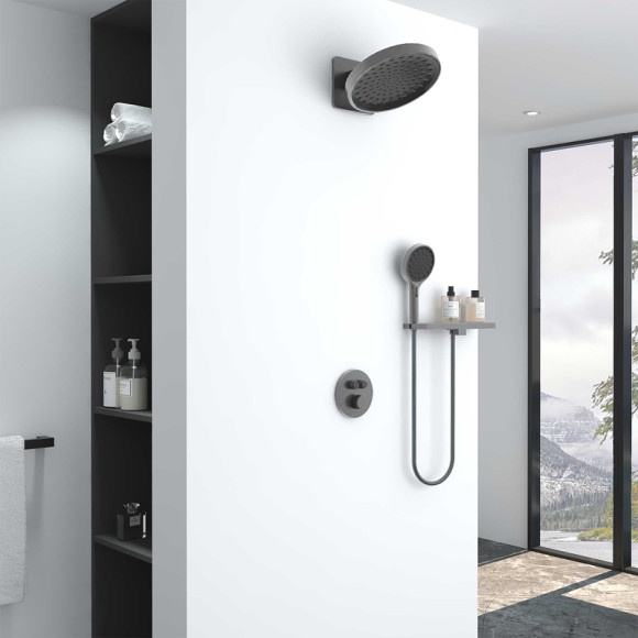Душевая система Vincea Inspire VSFW-3I22MT3RGM с термостатом Вороненая сталь