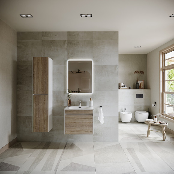 Тумба под раковину Sancos Smart 60 SM60E подвесная Дуб Бардолино Белая Тумба под раковину Sancos Smart 60 SM60E подвесная Дуб Бардолино Белая