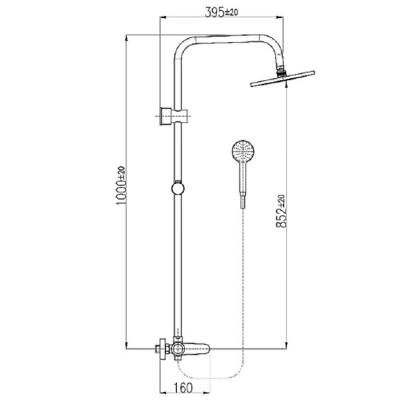 Душевая система Rav Slezak Tigris TG182.5/3CMATC Черный матовый Хром