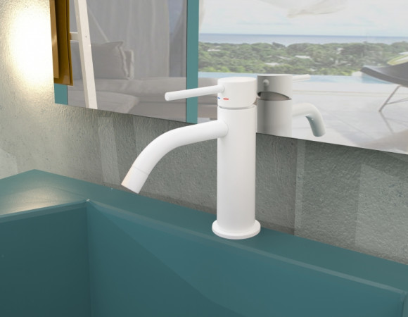 Смеситель для раковины Paffoni Light LIG071BO Белый матовый