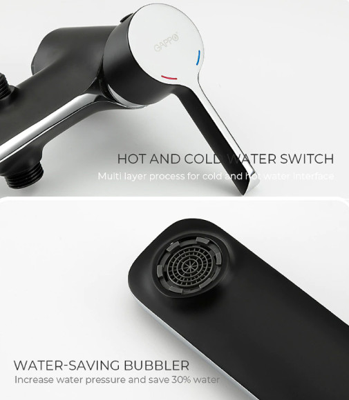 Душевая система Gappo G03-6 G2403-6 Черная матовая Хром